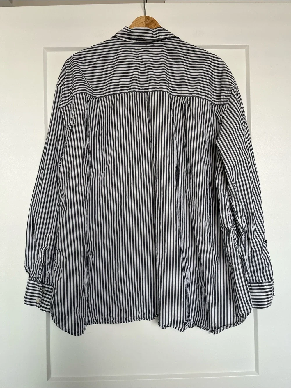 Gap Easy Shirt XXL Oversized Blue White Stripe Cotton Button Down Coastal Preppy - Picture 4 of 10